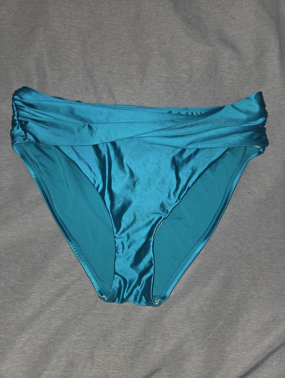 La Blanca Earth Goddess Teal Mid Waist Twist Front Bikini Bottom Size 10
